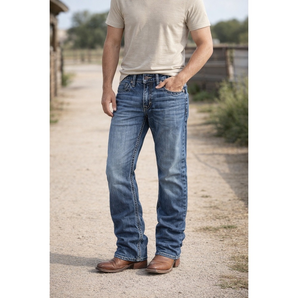 BKE Carter‎ Buckle Jeans 28R Straight Thick Stitch Fade Western Denim